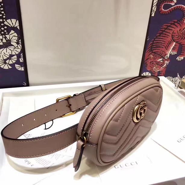 2017 GG Marmont matelasse leather belt bag 476434 beige