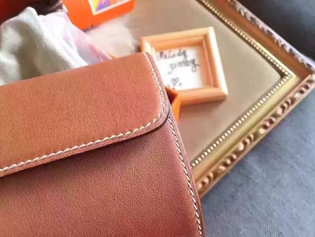 Hermes original calfskin handmade egee clutch E001 brown