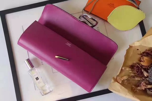 Hermes original calfskin handmade egee clutch E001 purple