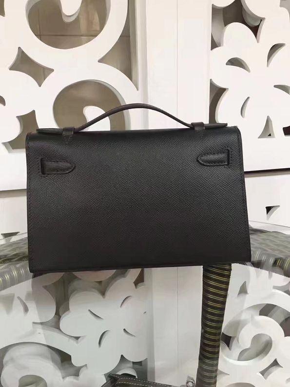 2017 hermes original epsom leather mini kelly 22 clutch K012 black