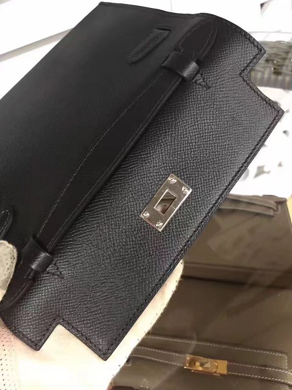2017 hermes original epsom leather mini kelly 22 clutch K012 black