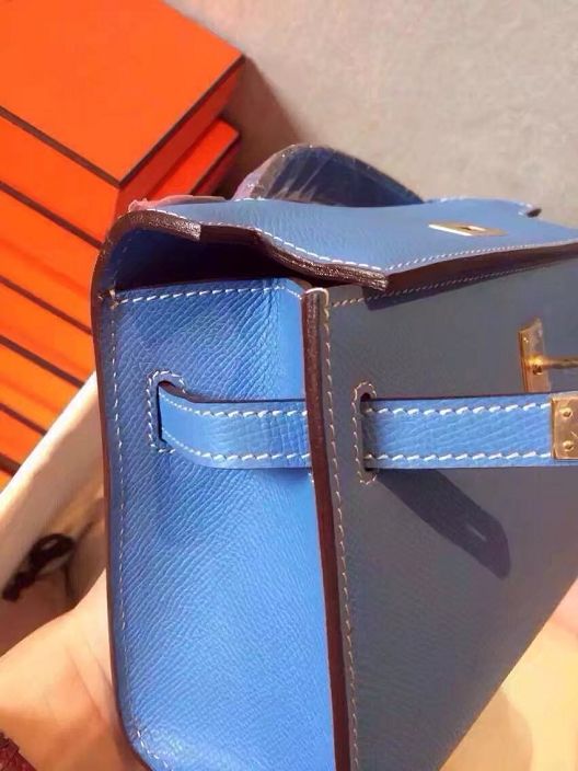 2017 hermes original epsom leather mini kelly 22 clutch K012 blue