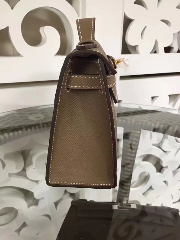 2017 hermes original epsom leather mini kelly 22 clutch K012 grey