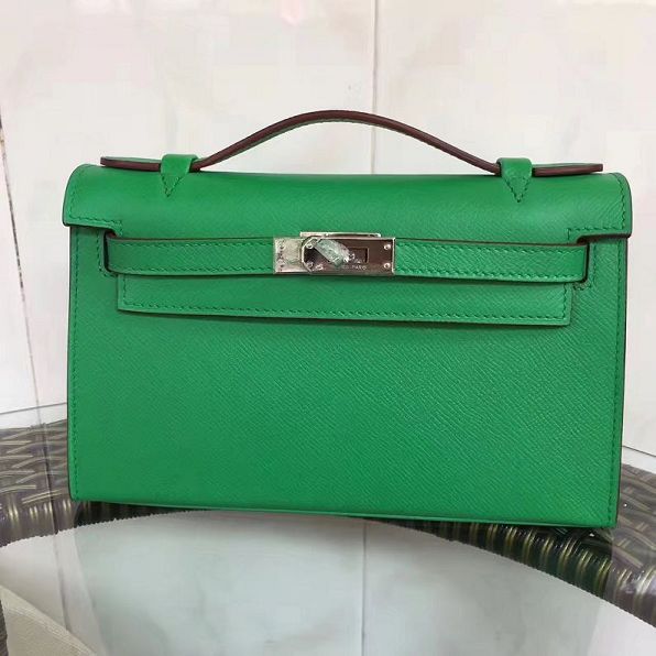 2017 hermes original epsom leather mini kelly 22 clutch K012 light green