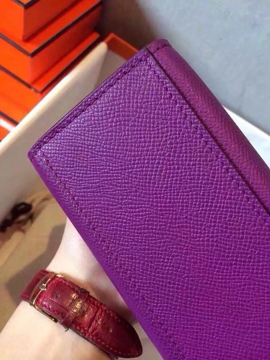 2017 hermes original epsom leather mini kelly 22 clutch K012 purple