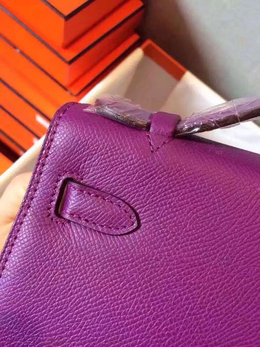 2017 hermes original epsom leather mini kelly 22 clutch K012 purple