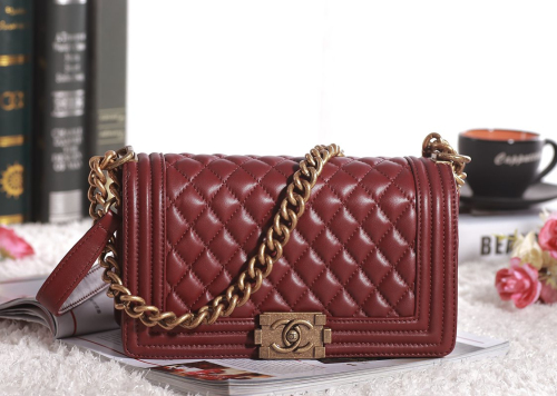 CC original lambskin le boy flap bag medium 67086 burgundy