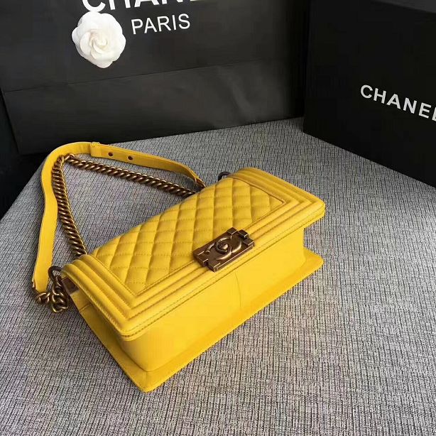 CC original lambskin le boy flap bag medium 67086 yellow