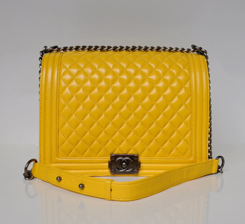 CC original lambskin jumbo le boy flap bag 67088 yellow