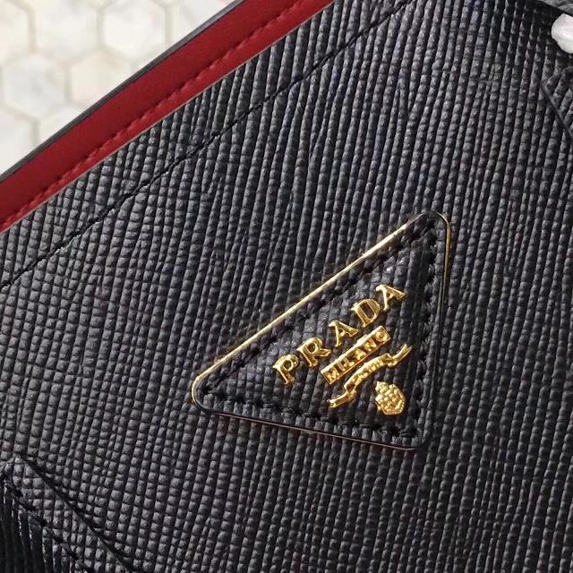 Prada medium saffiano lux tote original leather bag bn2755 black&red