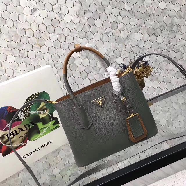 2017 prada medium saffiano lux tote original leather bag bn2755 gray&tan