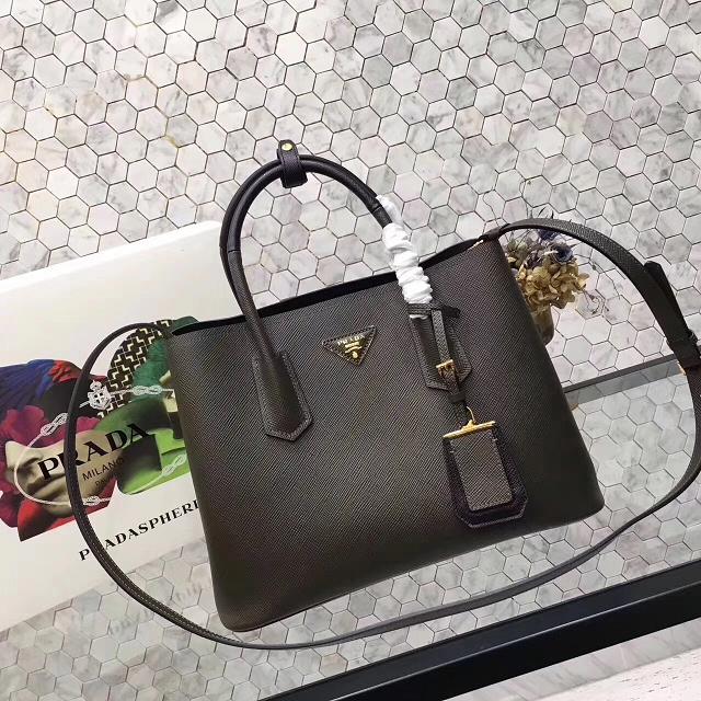 2017 prada medium saffiano lux tote original leather bag bn2755 olive-green