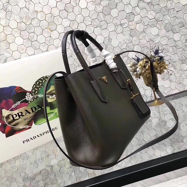 Prada saffiano lux tote original leather bag bn2756 olive-green