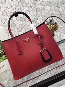 Prada saffiano lux tote original leather bag bn2756 red&black