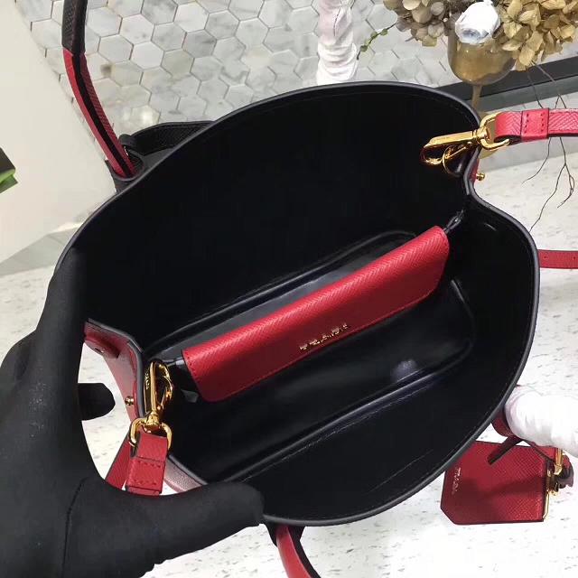 Prada small saffiano lux tote original leather bag bn2754 red&black