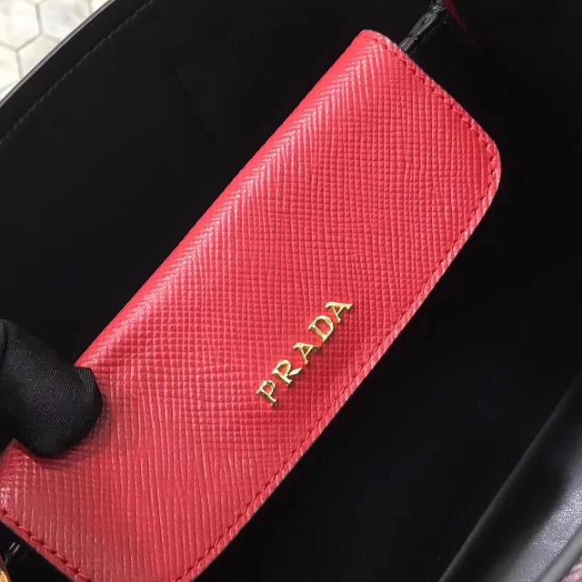 Prada small saffiano lux tote original leather bag bn2754 red&black