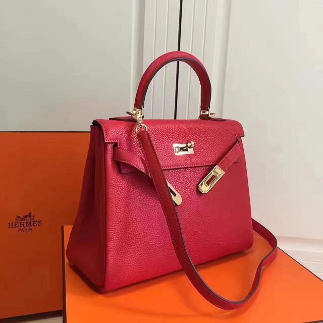 Hermes imported togo leather kelly 28 bag K0028 red