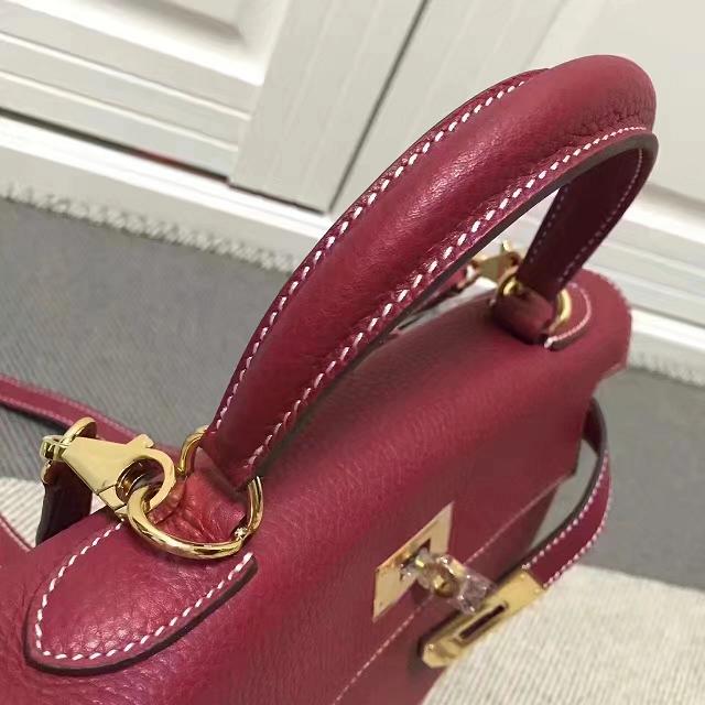 Hermes imported togo leather kelly 32 bag K0032 burgundy