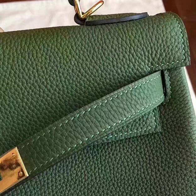 Hermes original togo leather kelly 28 bag K28 vert veronese