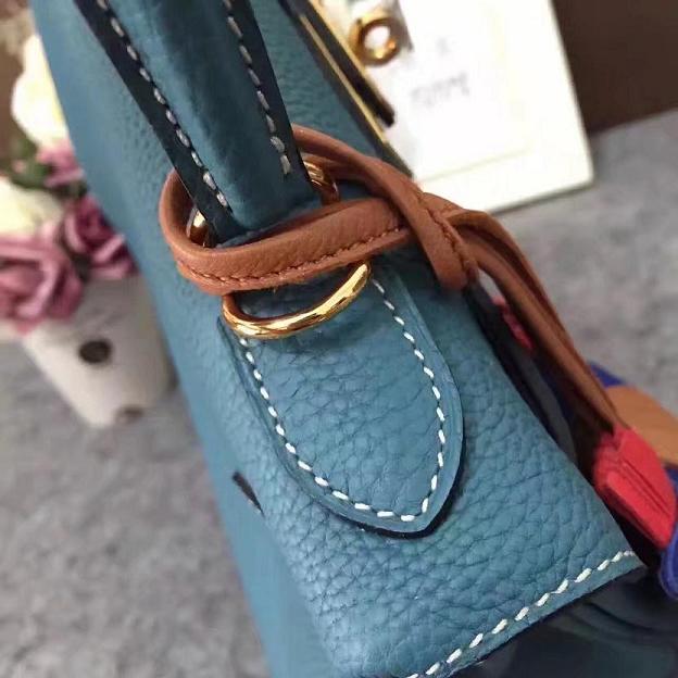 Hermes original togo leather kelly 28 bag K28 blue