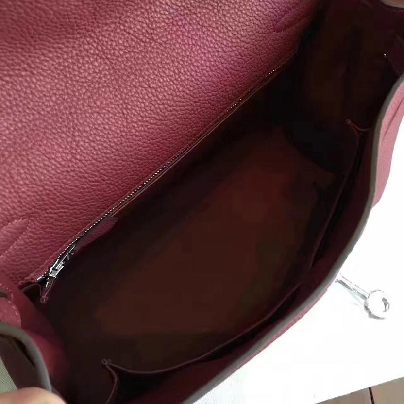 Hermes original togo leather kelly 25 bag K25 burgundy