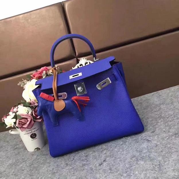 Hermes original togo leather kelly 25 bag K25 electric blue