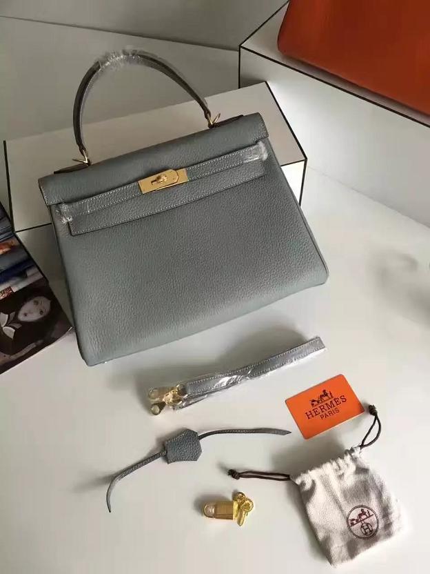 Hermes togo leather kelly 28 bag K028 gray