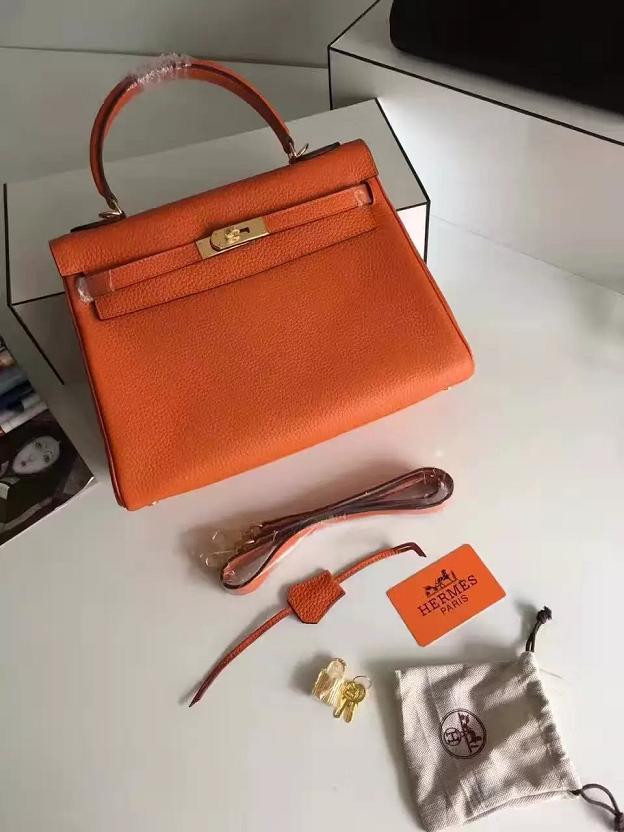 Hermes togo leather kelly 32 bag K032 orange