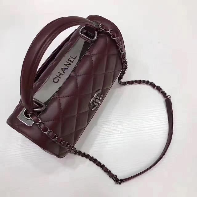 2017 CC original lambskin top handle flap bag A92236 burgundy