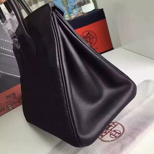 2017 hermes original calfskin fabric birkin 35 bag HF035 black