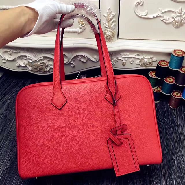 Hermes original clemence leather victoria fourre-tout 35 bag V35 red