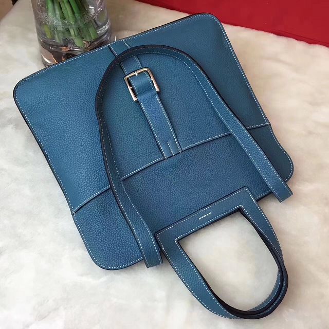 Hermes original togo leather halzan 31 bag H031 blue