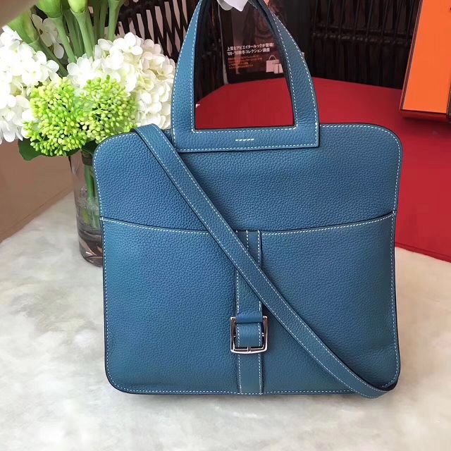 Hermes original togo leather halzan 31 bag H031 blue