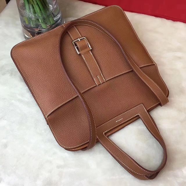 Hermes original togo leather halzan 31 bag H031 coffee