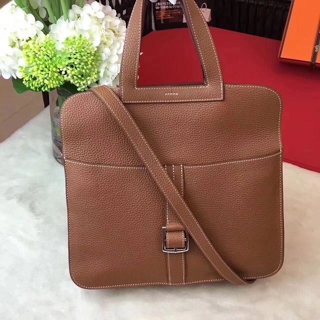 Hermes original togo leather halzan 31 bag H031 coffee