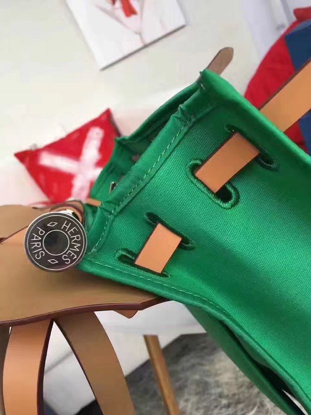2017 hermes calfskin leather&canvas her bag H31 coffee&green