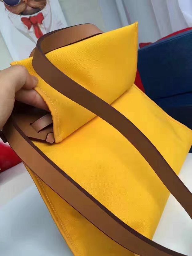 2017 hermes calfskin leather&canvas her bag H31 coffee&yellow
