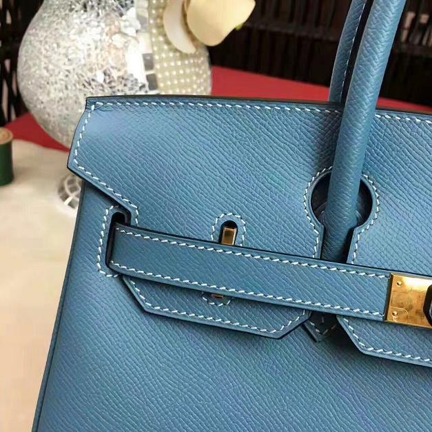 Hermes original epsom leather birkin 25 bag H25 blue