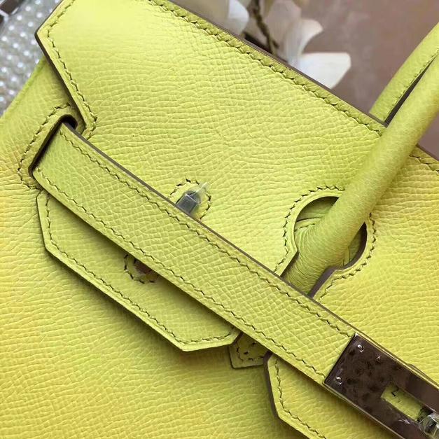 Hermes original epsom leather birkin 25 bag H25 lemon yellow