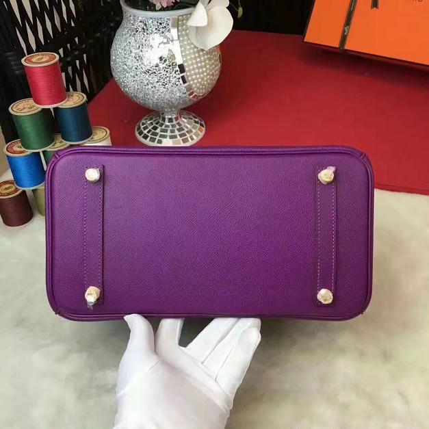 Hermes original epsom leather birkin 25 bag H25 purple