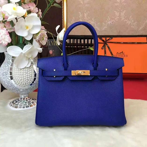 Hermes original epsom leather birkin 25 bag H25 royal blue