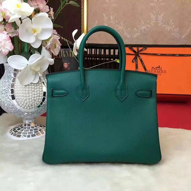 Hermes original epsom leather birkin 30 bag H30 blackish green