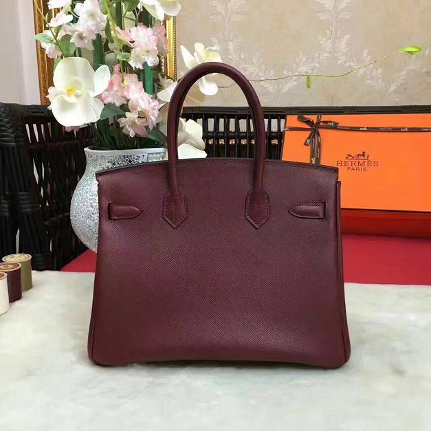 Hermes original epsom leather birkin 30 bag H30 burgundy