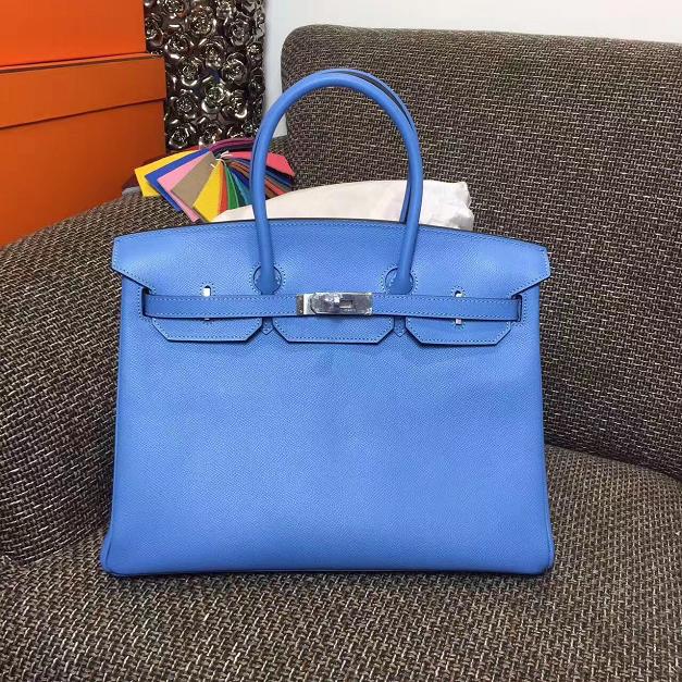 Hermes original epsom leather birkin 30 bag H30 deep skyblue