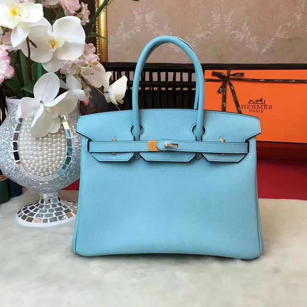 Hermes original epsom leather birkin 30 bag H30 skyblue 