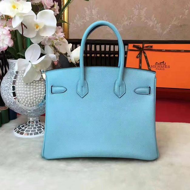 Hermes original epsom leather birkin 30 bag H30 skyblue 