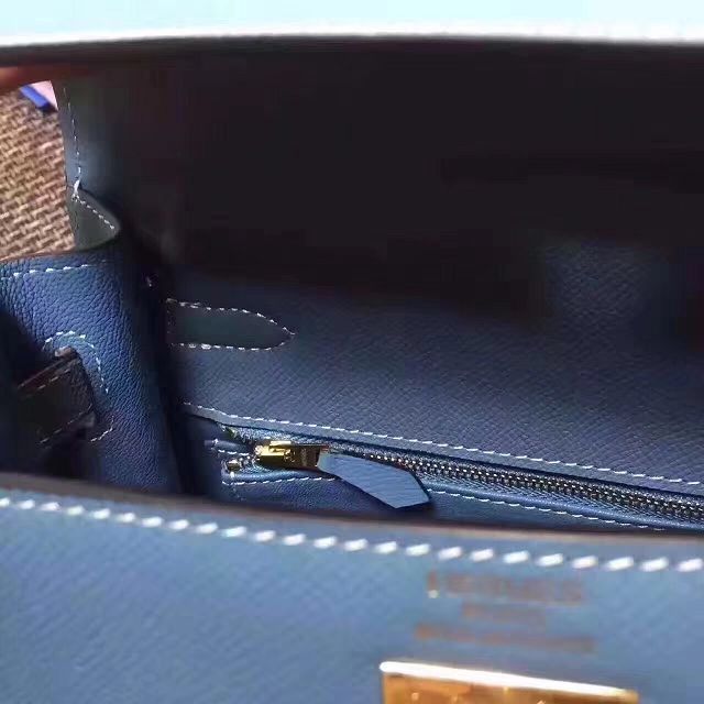 Hermes original epsom leather kelly 32 bag K32-1 blue