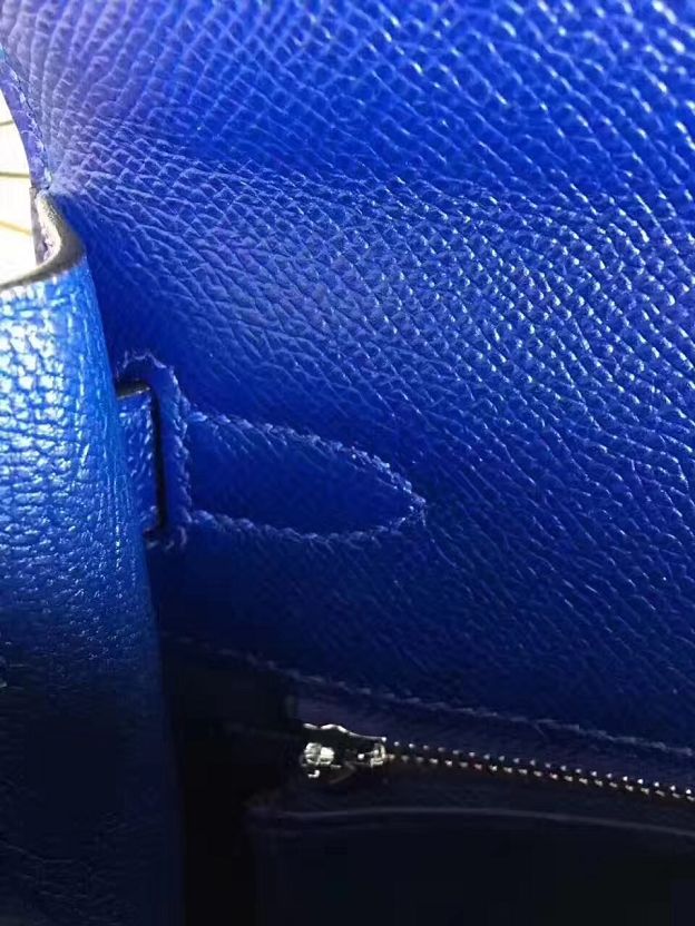 Hermes original epsom leather kelly 25 bag K25-1 electric blue