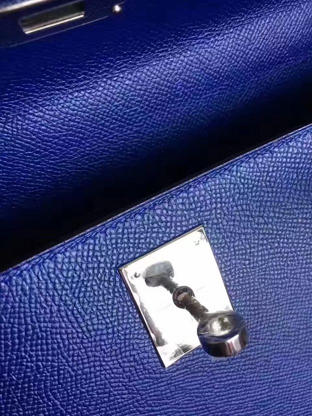 Hermes original epsom leather kelly 25 bag K25-1 electric blue