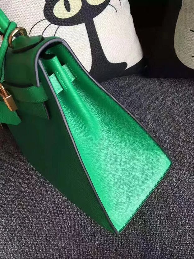 Hermes original epsom leather kelly 32 bag K32-1 green